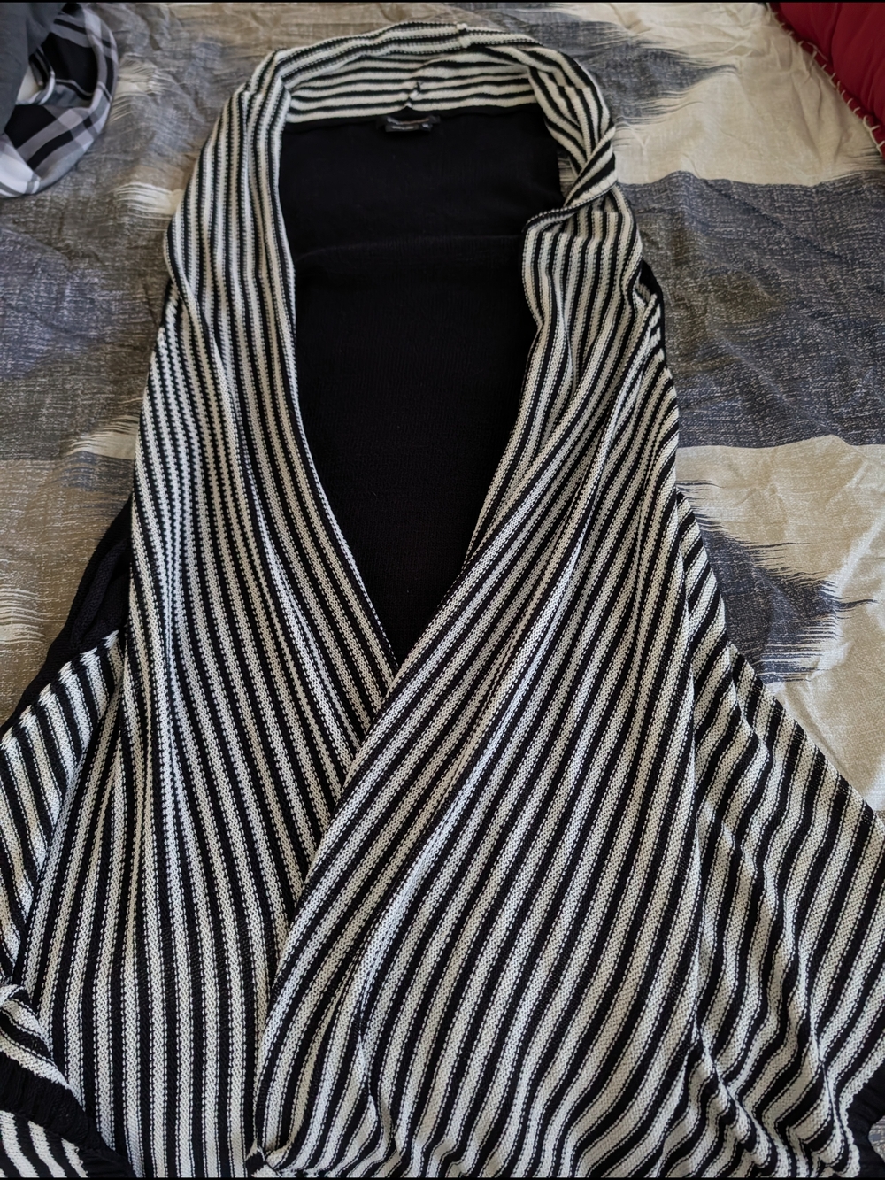 BCBGMaxAzria Black and White Striped Knit Top